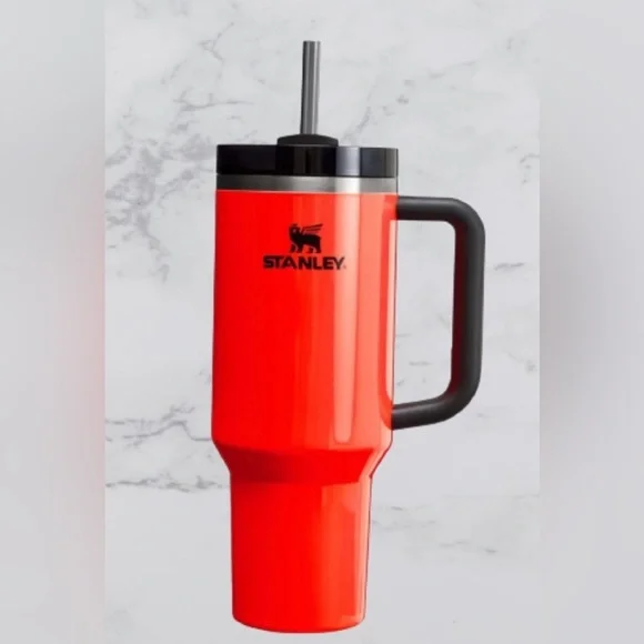 Stanley 40 oz. Quencher H2.0 FlowState Tumbler – Spring Fling Neon Orange New. - Picture 3 of 9